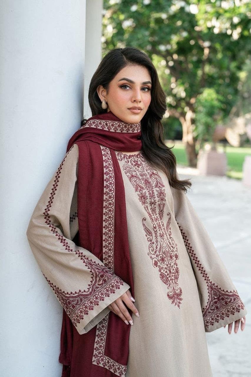 Baroque - 3PC (Unstitched) Full Embroidered Lawn Fabric